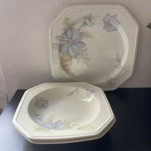 MIKASA Belle Meade Casual Moods Rim Soup Bowl (2 pcs) & Dinner Plate (1pcs)